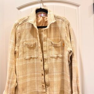 Urban Outfitters Cream Plaid Shirt Jacket